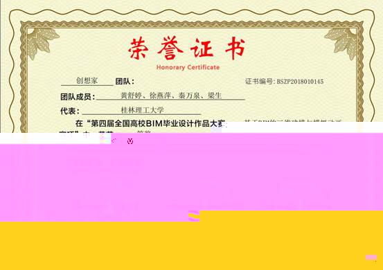 第四屆全國高校BIM畢設比賽一等獎證書